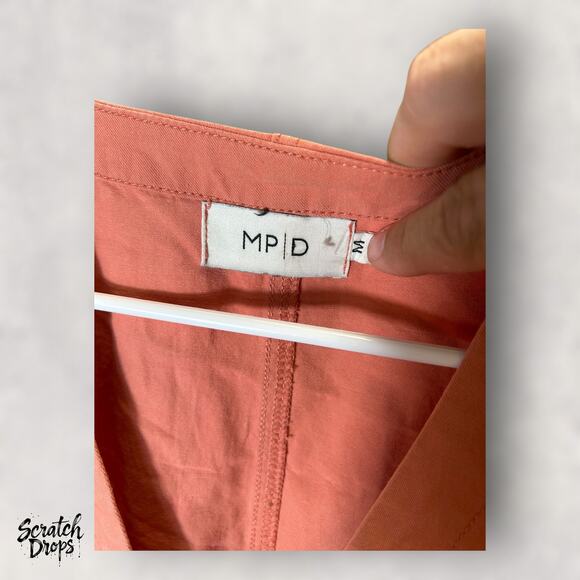 MP D Women's Romper Size Medium Pink Button Front Casual Summer Short Sleeve - Picture 3 of 3